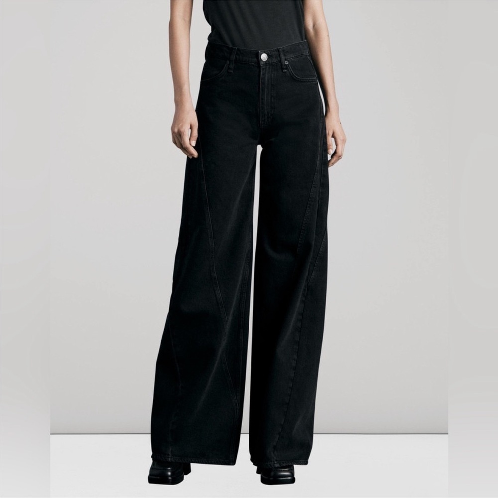 rag & bone Black Wide Leg Flare Jeans